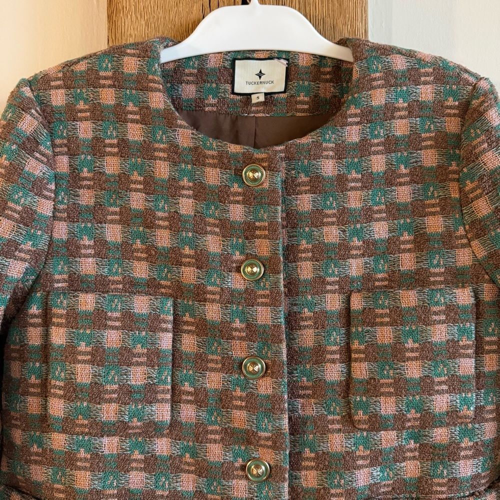 Tuckernuck Neapolitan Tweed Graham Jacket Pink Green Brown Size S - Picture 3 of 12